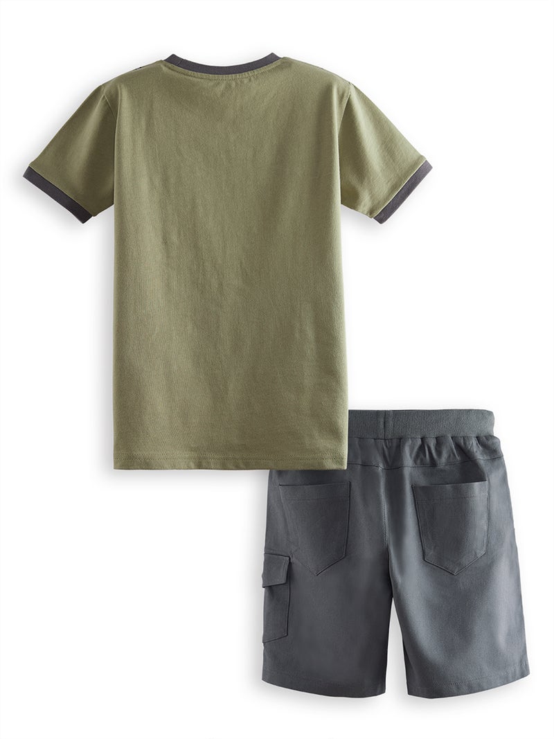 Denokids Explore Boy T-shirt&Gabardine Shorts Set - Image 4